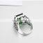 Factory sale rhodium plating big Indian ring for man with emerald