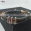 Custom Genuine Stingray/Python Leather Bracelet High Quality Two Hand-Wrapped Leather Cord with Stainless Steel Clasp