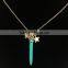 Latest Design Gold Tone Wing Star Turquoise Bar Pendant Beads Necklace Girls