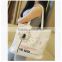 Printed simple handbag wowen shoulder canvas bag shopping bag
