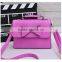 new design ladies mini shoulder handbag for stock PU bow pure color clutch handbag