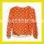 2016 Fashion Products Bros Baby Rinne Women Printed Long Sleeve Orange White Dotted Fleece Sweater