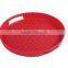 Plastic double non slip round food serving tray with handle