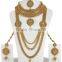 Indian Ethnic Style Fashion Gold Tone Kundan Stone Polki Necklace Set Jewelry with Maangtikka