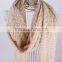 Ivory White Simple Cotton Scarf, Hand Block Crochet Women Scarf , Art Boho Scarf