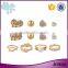 Cheapest price gold plated zinc alloy rhinestone 8 pieces ring earring jewelry set                        
                                                                                Supplier's Choice
