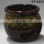 Round glazed ceramic office pot