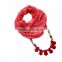 Chiffon scarf with large Acrylic beads chain for women