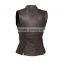 Factory Price Sleeveless Leather Sexy Vest With Zippers