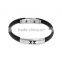 Wholesale New Arrival Stainless Steel Black Silicone Bangles With Clasp