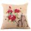 Multi-colored printed linen cotton oriental cushion cover for home decoration