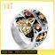 Jingli Jewelry Casting Gold Men's Stainless Steel Skull Biker Rings With Red Eyes (HS-030)