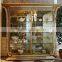 Luxury French Baroque Style Golden Four Door Glass Display Cabinet/ Gorgeous Home Decorative Cupboard Showcase/ Glass Vitrine