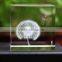 Desktop 3D k9 Crystal Glass Cube With Dandelion Figurines Inside For Souvenir Gifts