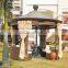 customized color Outdoor large round PE Rattan gazebo with sofa set and LED light inside DR-1101