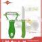 3 inch green handle ceramic paring knife with peeler