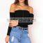 Long Sleeve off Shoulder Knit Top Women Fashion Designer Patterns