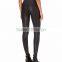 Customized Lady's Apparel Elastic Waist High-rise Faux-leather Leggings Trousers(DQM009P)