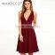 Maxnegio sexy women party wear deep v neck casual dress