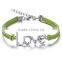 Promotional gift handmade suede cord love charm bracelets korean style love bracelets for her