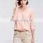 New Fashion High Quality Crepe v Neck Long Sleeve Woman Blouse