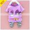 2016 wholesale S/S top+pattern legging 2 pieces pajamas set for baby girls boutique design baby girls pajamas for summer