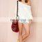 Drop shoulder deep V-neck at back woman knitted wool sweater