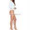 Mika72306 2017Womens V Neck Plunge Stretch Plain Long Sleeve Leotard Top Ladies Bodysuit in blue