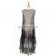 TWOTWINSTYLE Sexy Chiffon Patchwork Dress For Women Black Spring O Neck Slim Female Sleeveless