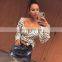 Hot Sale Autumn New Women's V-neck Long Sleeve Wholesale Available WISH Bandage Short Polka Dot Crop Top Shirt Women