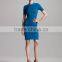 2015 new bodycon women blue wave pattern elegant rayon bandage Dress celebrity party short sleeve dress wholesale dropshipping