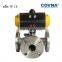 3 Ways DIN Flange Pneumatic Ball Valve Stainless steel 304 Spring Returned pneumatic valve