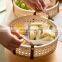 Hot Product Woven Rattan storage basket With Wooden Plate Serving Tray With Leather Handle for Table Wholesale