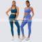 Custom fitness apparel recycled yoga sets for women manufacturer workout activewear female gym fitness set ribbed yoga set women
