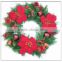 24 inch Decorated Red /Yellow/White Pine Sprinkle PET Wreath With Christmas Oranments