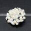 Fashion Jewelry Imitation Pearls Floral and Silver-Tone Crystal Brooch Pin