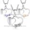 High quality silver color platinum heart necklace diamond necklace jewelry diamond necklaces for women