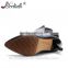 OEM high quality wholesale block heel black leather women denim boots