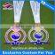 Design your own shiny gold and round hollow out metal medal with red ribbon