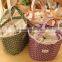 Korea style dots printing 100% cotton cooler lunch bag for food