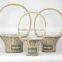 Round hat wicker basket with over handle and plastic liners decoratived by plaster colth used for Home and Garden (K4-1870)