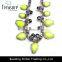 Jewelry fashion green resin beaded pendant with rhinestone chain choker necklace jewelry