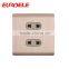2 gang 2 pin electrical wall socket British standard white aluminum panel