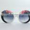 Women's Vintage Beach Style Round Frames UV400 Multi-color Rose Flower Sunglasses