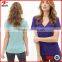 Women Heathered V-Neck Tee with Ribbed Trim