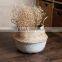 Decorative natural seagrass folding tote storage basket