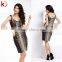 Latest fashion v-neck sleeveless knee-length mix colour new bandage dress D368