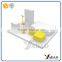 High Glossy finish tire display and white acrylic material sqaure shape hand made jewelry stand manufacture