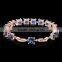 Fashion gold jewelry dubai india gold plated princess cut sapphire crystal bracelet for wedding engagement anniversary