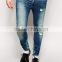 indigo denim jeans Distressed denim man jeans pant with Rip Knee skin tight jeans hot pants(LOTA081)